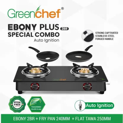 Greenchef Ebony Plus Special Combo AI Glass Automatic Gas Stove (2 Burners) Greenchef Ebony Plus Special Combo AI Glass Automatic Gas Stove (2 Burners)